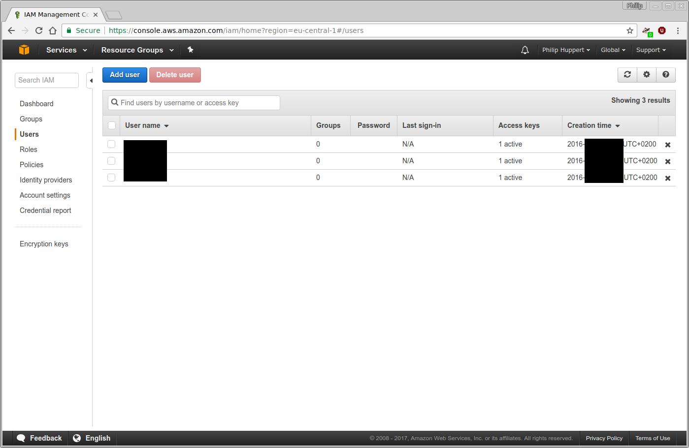 IAM User List
